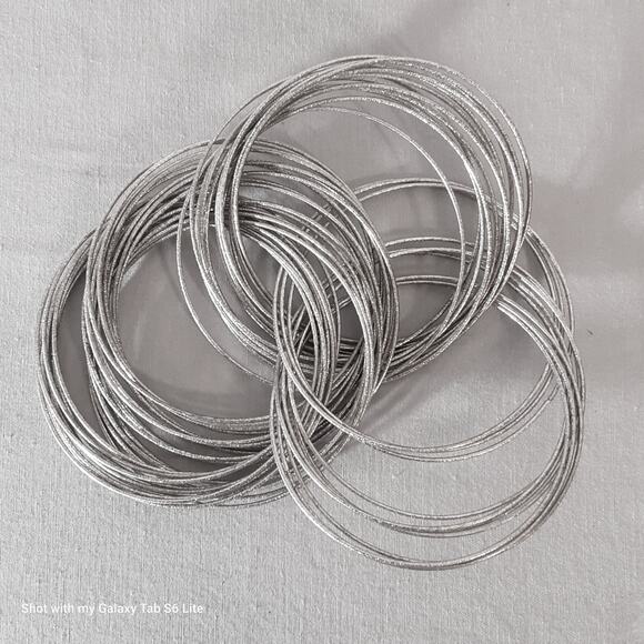 Chunky Bracelet 48 Silver Tone Ultra Thin Intertwined Bangles - Picture 7 of 8